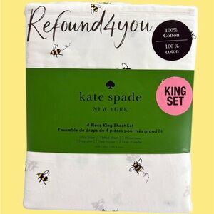 kate spade - ‘Bumble Bees’ King Sheet Set. NWT. Firm!